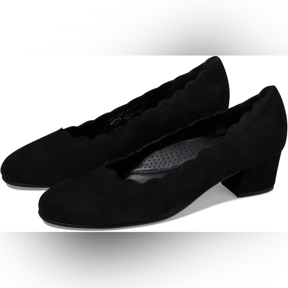 GABOR suede scallop pump in black size 8 us heels leather